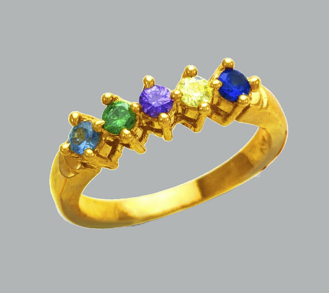 NEW 14K YELLOW GOLD LADIES COLORED CZ RING (1 of 1)