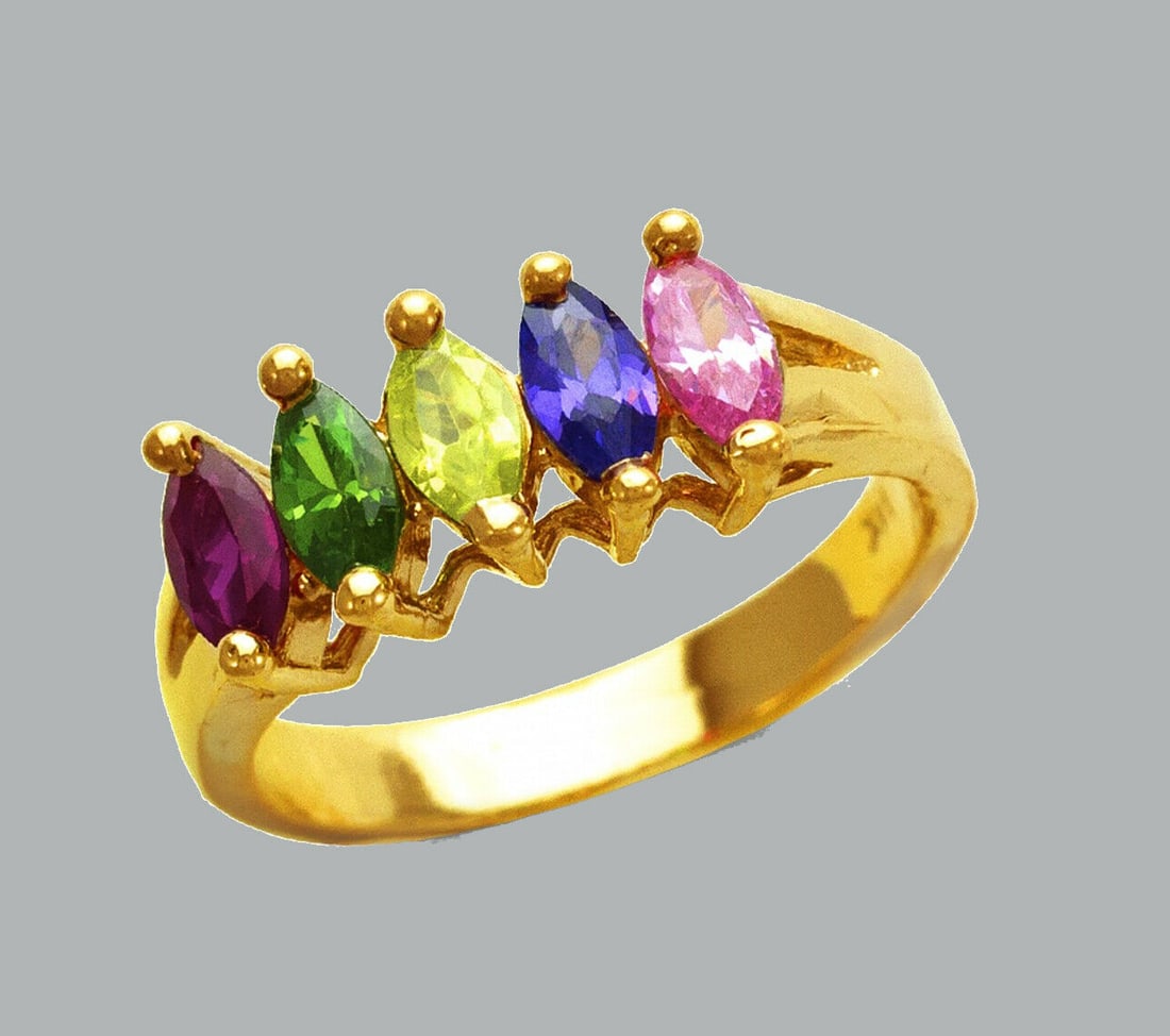 NEW 14K YELLOW GOLD LADIES COLORED CZ RING MARQUISE (1 of 1)