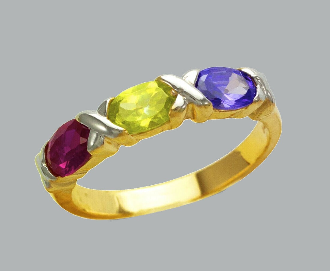 NEW 14K YELLOW GOLD LADIES COLORED CZ RING (1 of 1)