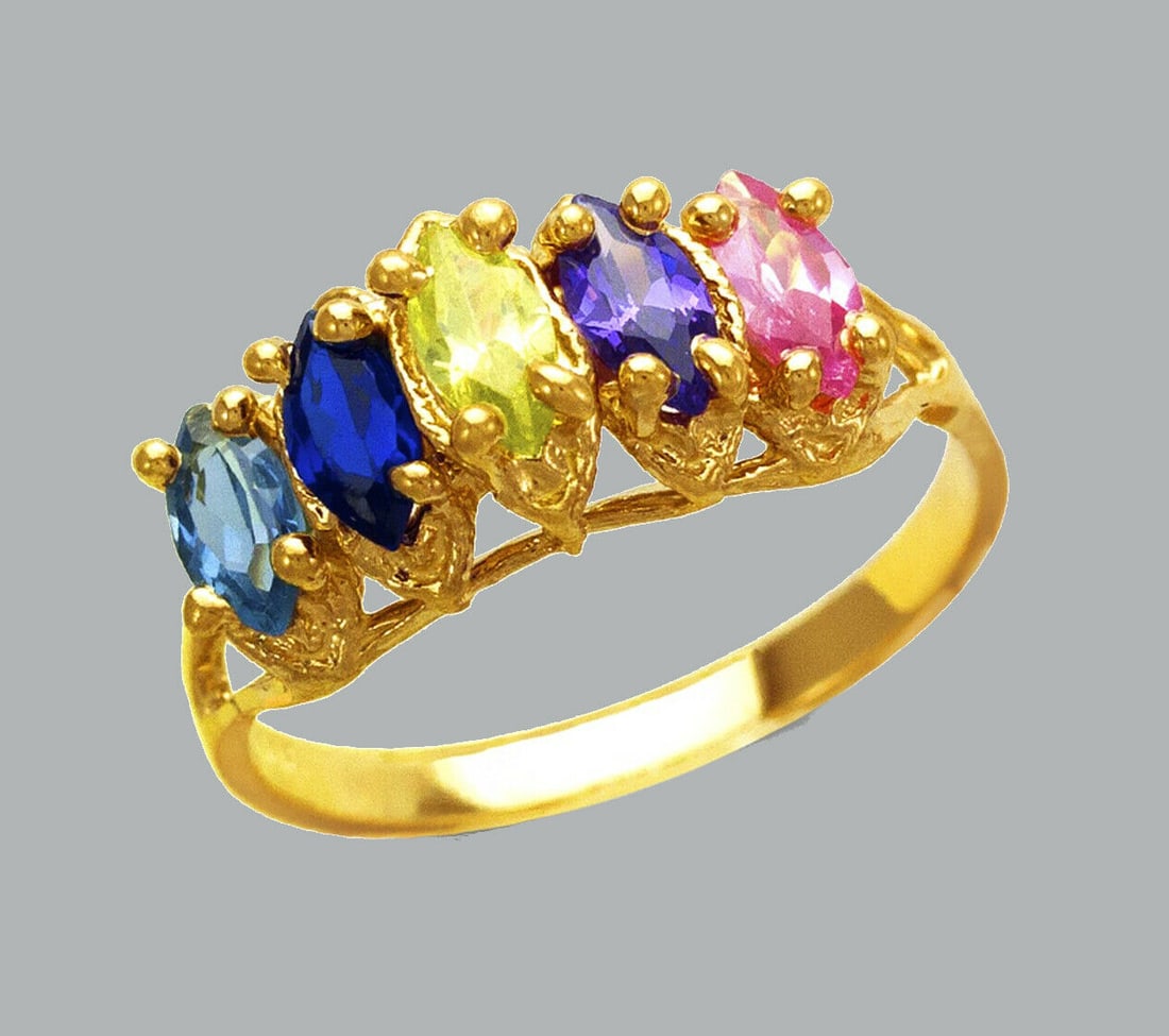 NEW 14K YELLOW GOLD LADIES COLORED CZ RING MARQUISE: NEW 14K YELLOW GOLD CZ RING New 14K Yellow solid gold ring Ring size 7 Measures 8mm wide Cubic Zirconia Polished Finish Apx Weight: 2.5g