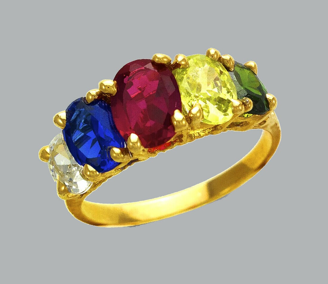 NEW 14K YELLOW GOLD LADIES COLORED CZ RING OVAL (1 of 1)