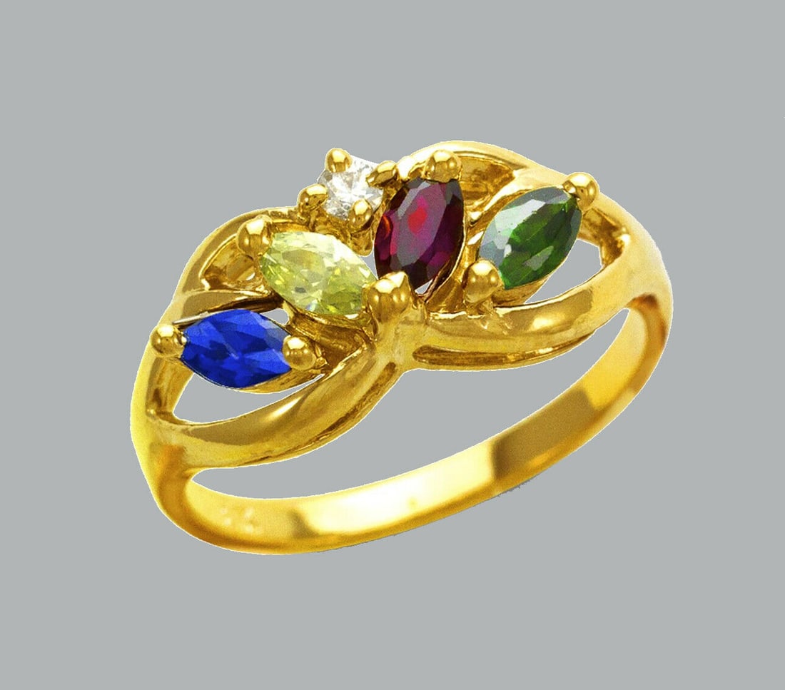 NEW 14K YELLOW GOLD LADIES COLORED CZ RING MARQUISE (1 of 1)