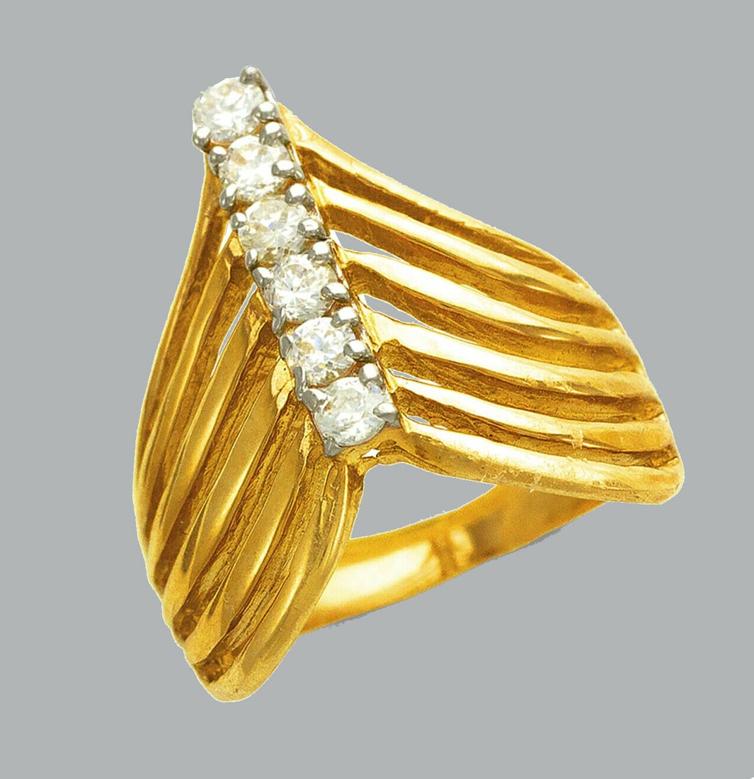NEW 14K YELLOW GOLD LADIES CLEAR CZ RING (1 of 1)