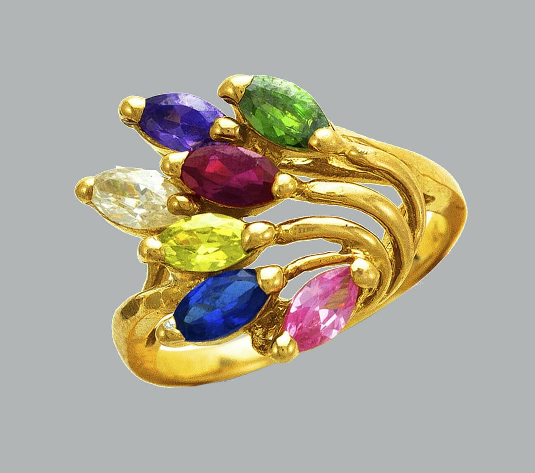 NEW 14K YELLOW GOLD LADIES COLORED CZ RING MARQUISE (1 of 1)