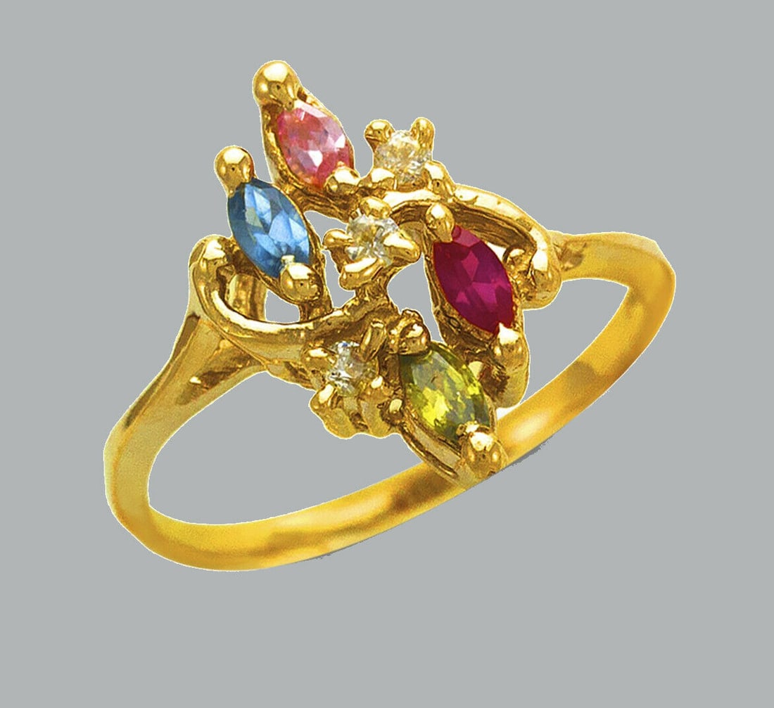 NEW 14K YELLOW GOLD LADIES COLORED CZ RING MARQUISE (1 of 1)