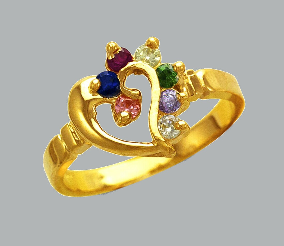NEW 14K YELLOW GOLD LADIES COLORED CZ RING HEART (1 of 1)