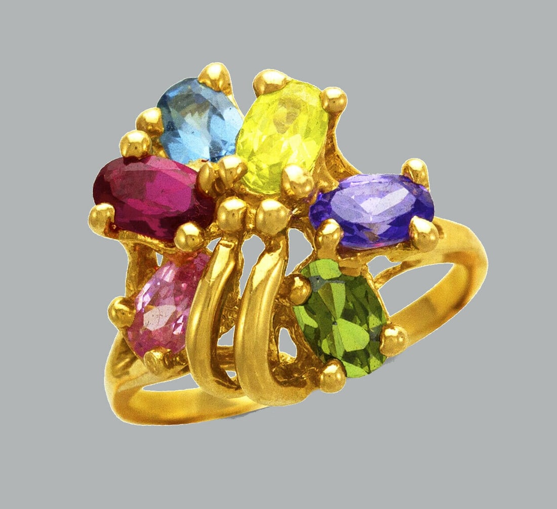 NEW 14K YELLOW GOLD LADIES COLORED CZ RING OVAL CUT (1 of 1)