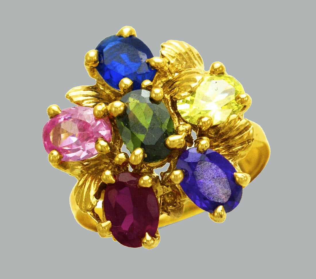 NEW 14K YELLOW GOLD LADIES COLORED CZ RING OVAL CUT (1 of 1)