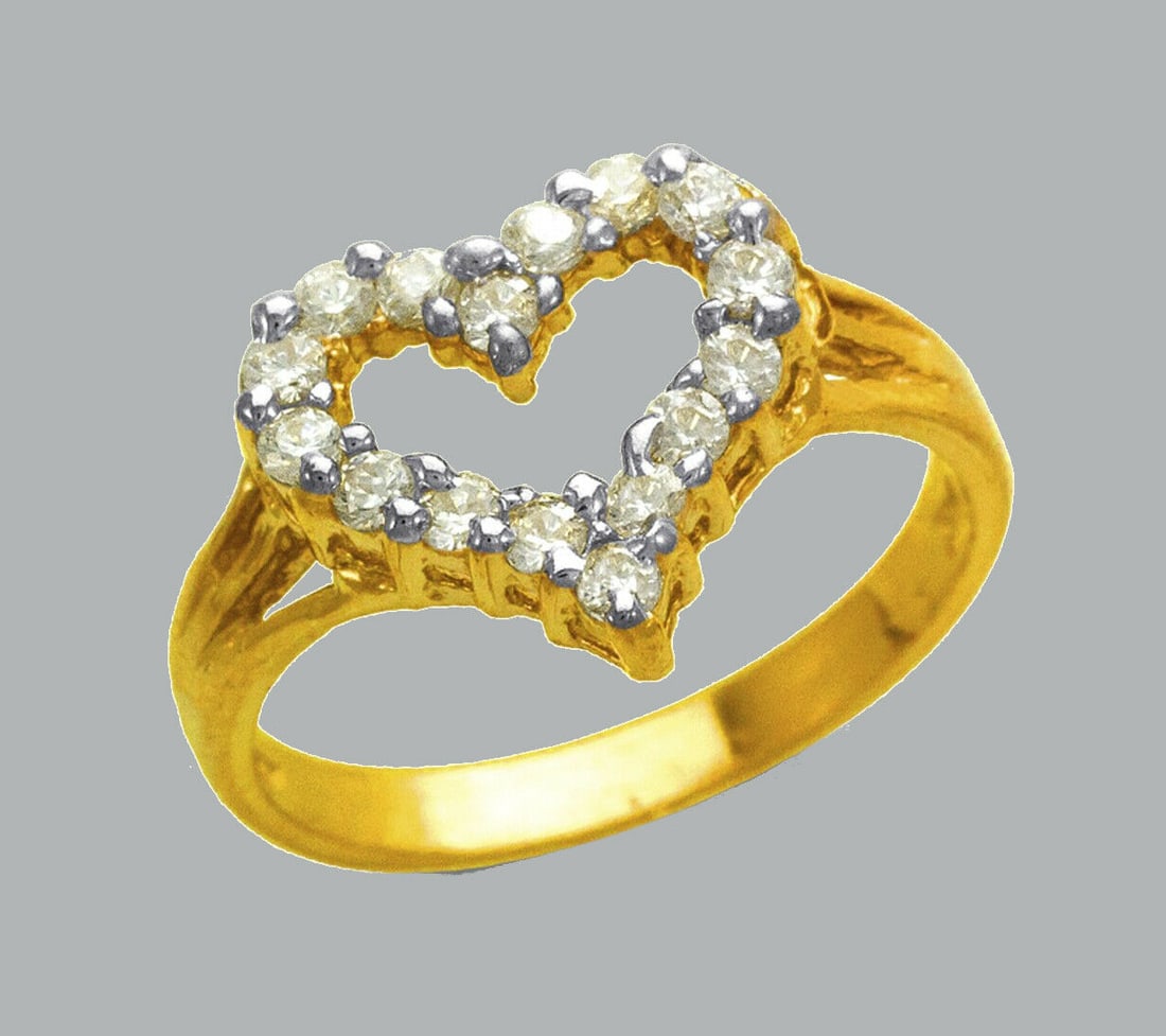 NEW 14K YELLOW GOLD LADIES HEART CZ RING (1 of 1)