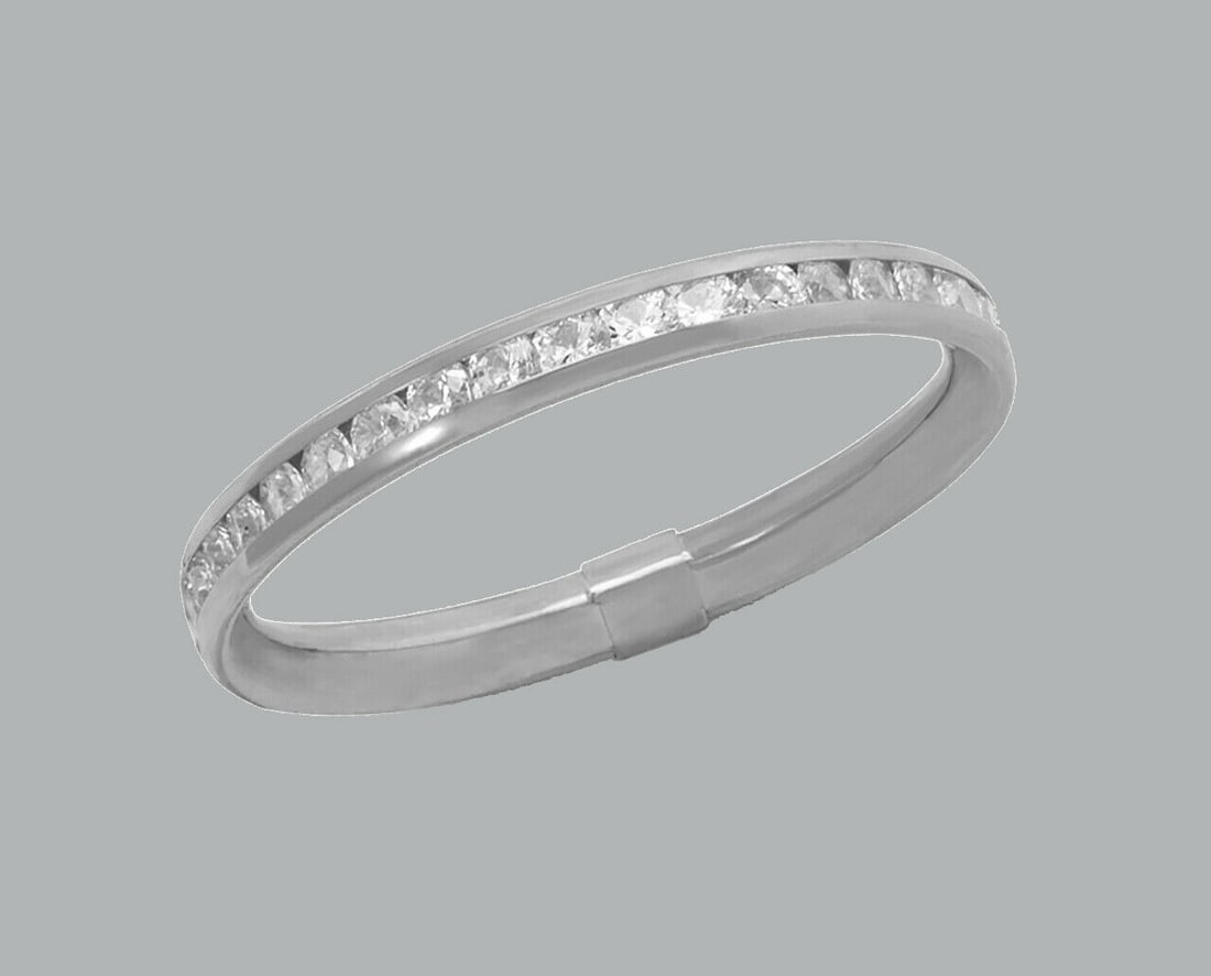 NEW 14K WHITE GOLD LADIES ETERNITY CHANNEL SET CZ RING (1 of 1)