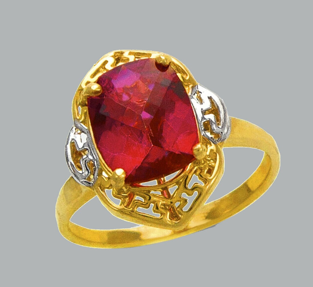 NEW 14K TWO TONE GOLD LADIES CZ COCKTAIL RING (1 of 1)