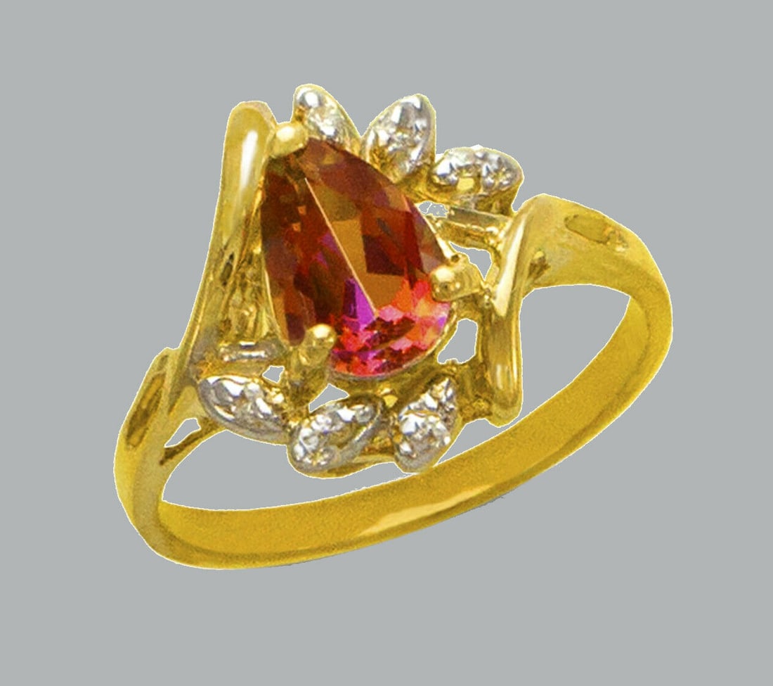 14K YELLOW GOLD LADIES CZ COCKTAIL RING PEAR SHAPE (1 of 1)