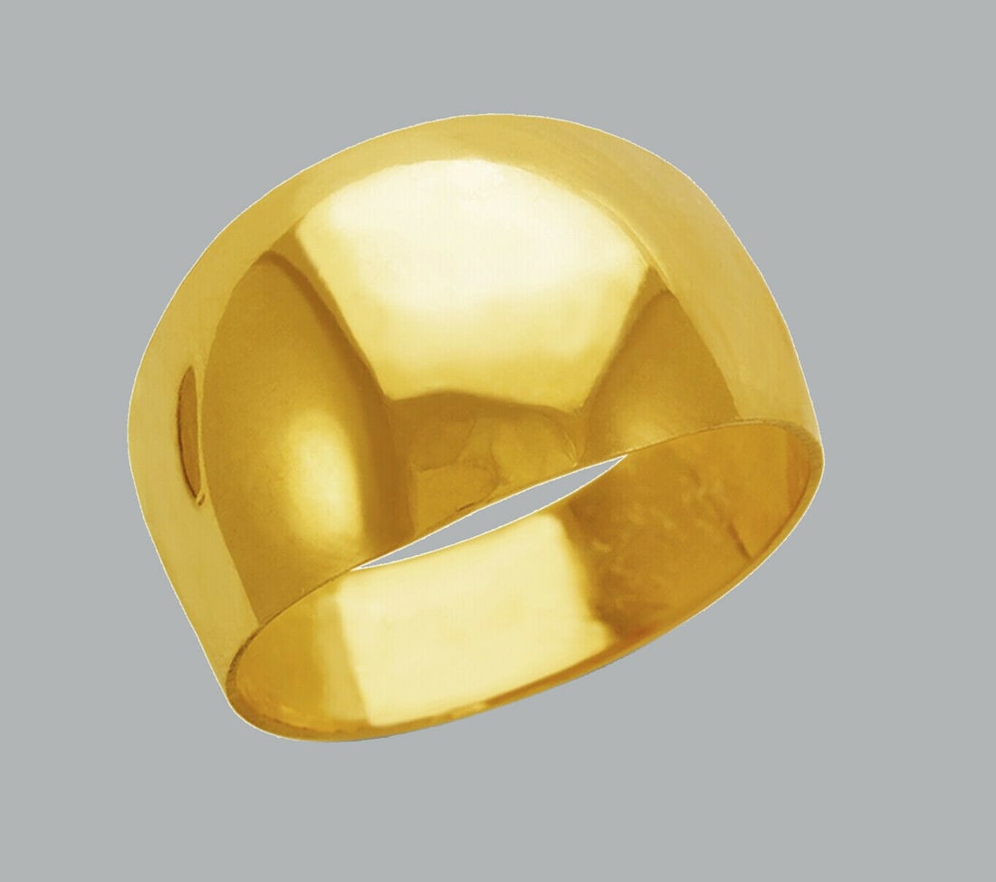 NEW 14K YELLOW GOLD LADIES RING LARGE DOMED CIGAR BAND (1 of 1)