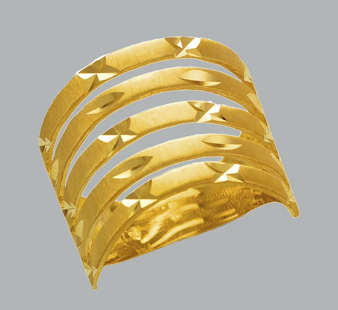 NEW 14K YELLOW GOLD LADIES RING LARGE 5 LAYER BAND (1 of 1)