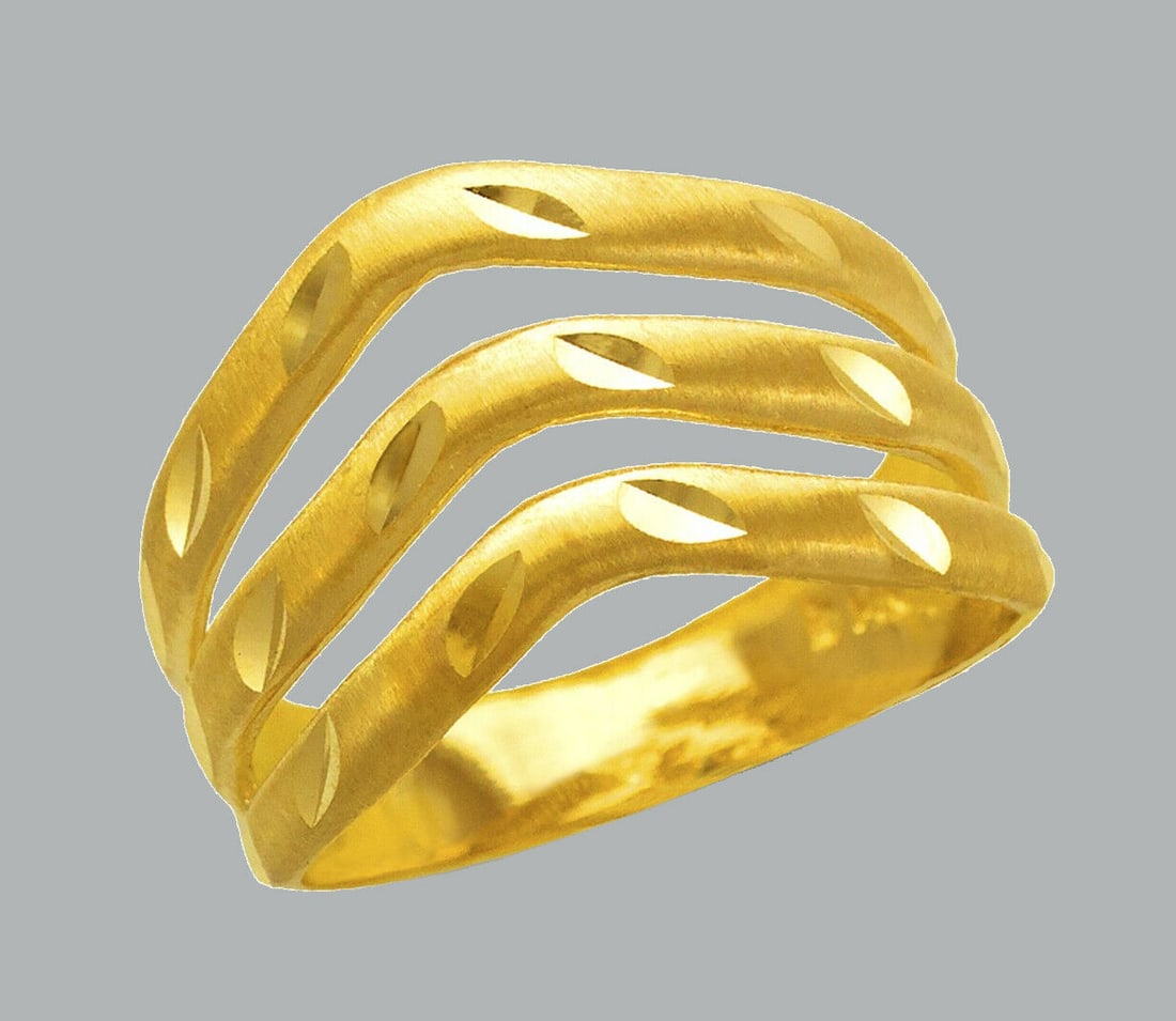 NEW 14K YELLOW GOLD LADIES DIAMOND CUT 3 LAYERED RING (1 of 1)