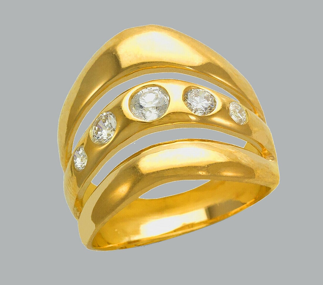 NEW 14K YELLOW GOLD LADIES CZ 3 LAYERED RING (1 of 1)