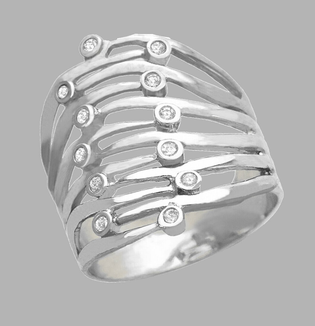 NEW 14K WHITE GOLD LADIES FANCY CZ RING (1 of 1)