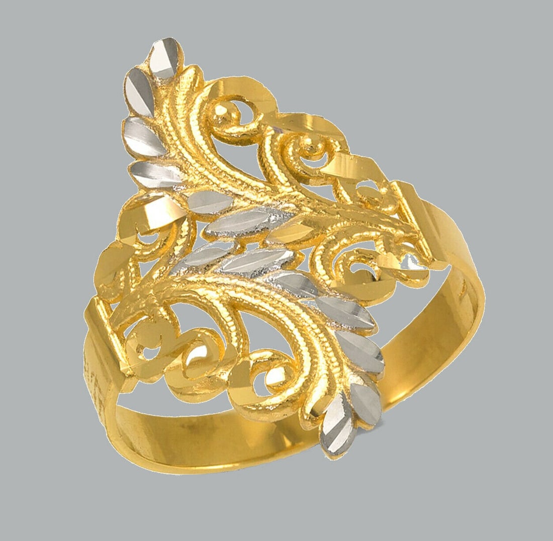 NEW 14K TWO TONE GOLD LADIES FANCY RING FILIGREE (1 of 1)