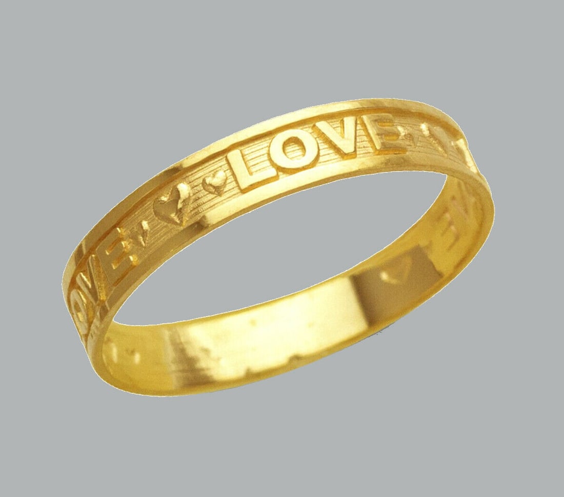 NEW 14K YELLOW GOLD LADIES RING BAND LOVE (1 of 1)