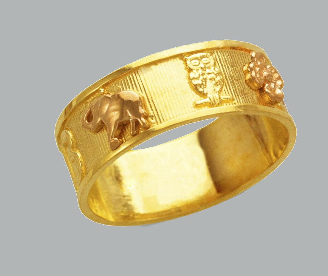 NEW 14K TWO TONE GOLD LADIES FANCY RING GOODLUCK (1 of 1)