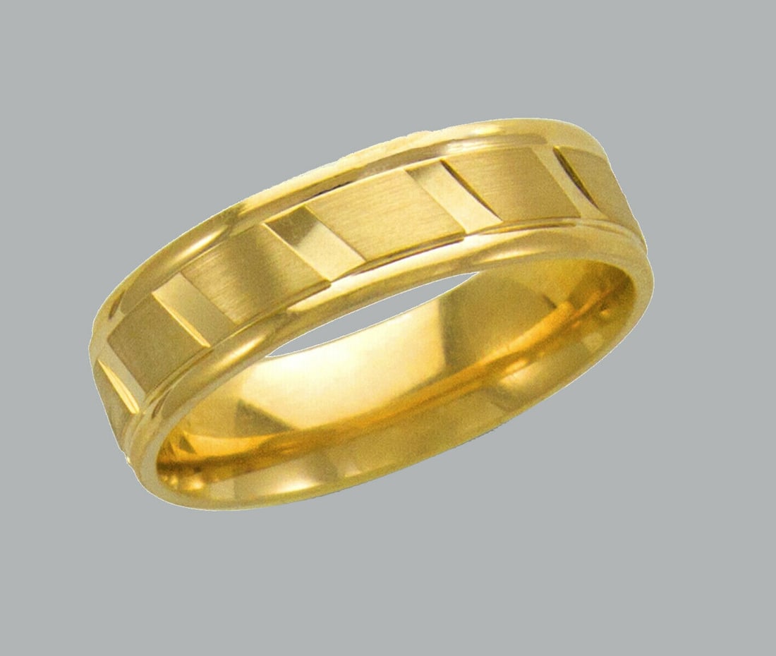 14K Y/ GOLD WEDDING BAND SATIN POLISHED COMFORT 6mm - 6 (1 of 1)