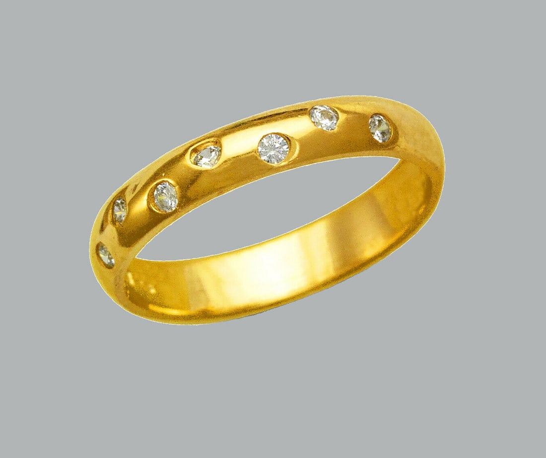 NEW 14K YELLOW GOLD LADIES FANCY CZ RING BAND 3mm (1 of 1)