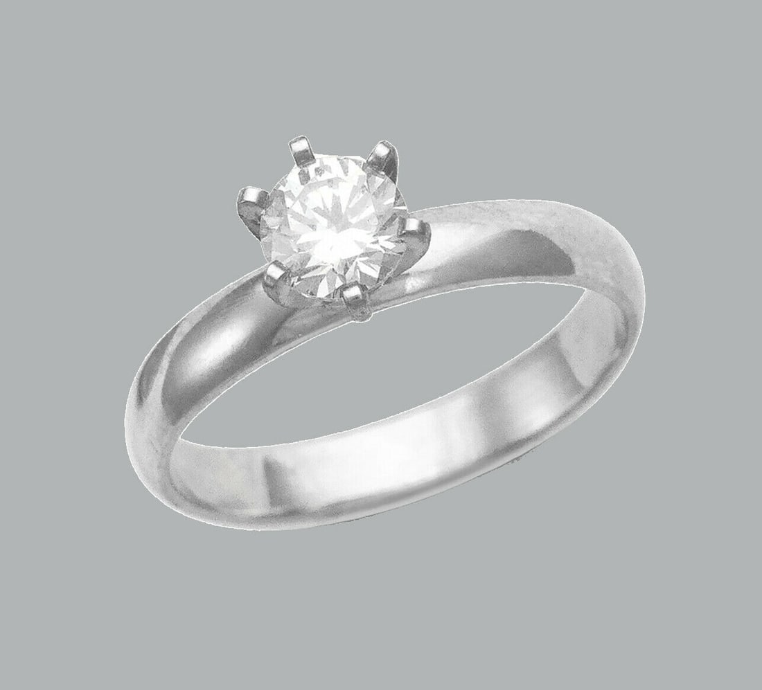 14K WHITE GOLD CZ SOLITAIRE BAND RING ENGAGEMENT 3mm (1 of 1)