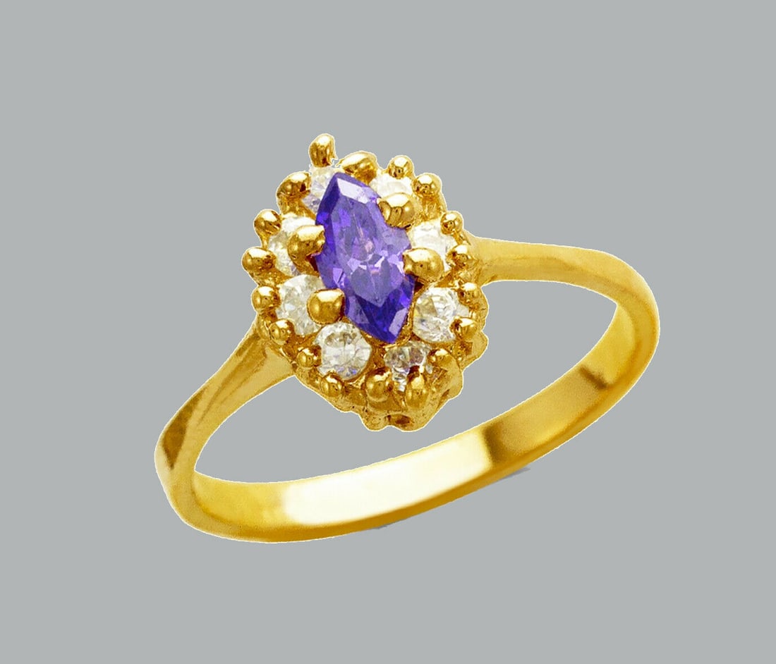 NEW 14K YELLOW GOLD LADIES FANCY CZ RING MARQUISE (1 of 1)