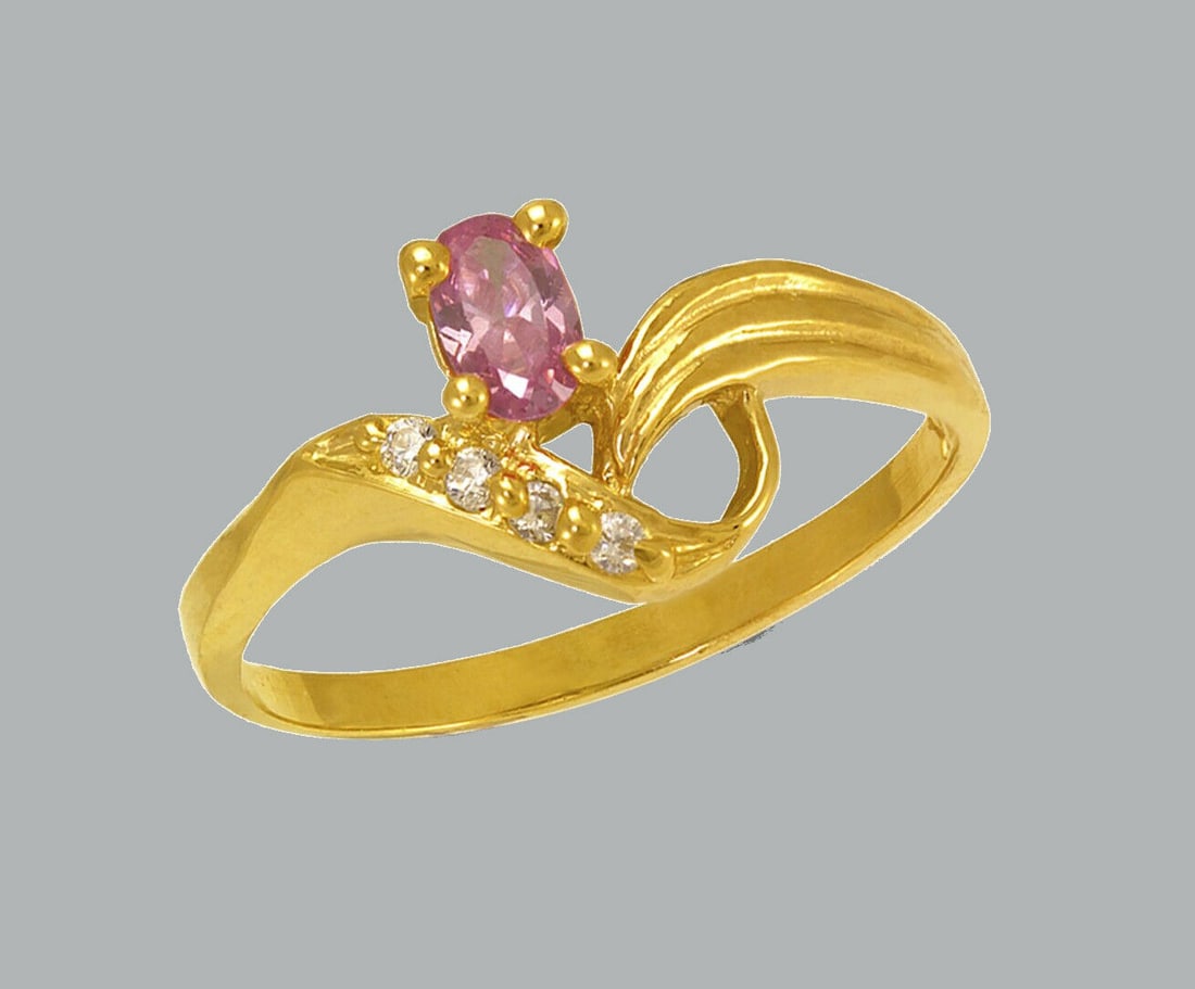 NEW 14K YELLOW GOLD LADIES FANCY CZ RING (1 of 1)