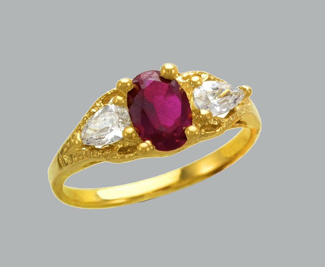 NEW 14K YELLOW GOLD LADIES FANCY CZ RING (1 of 1)