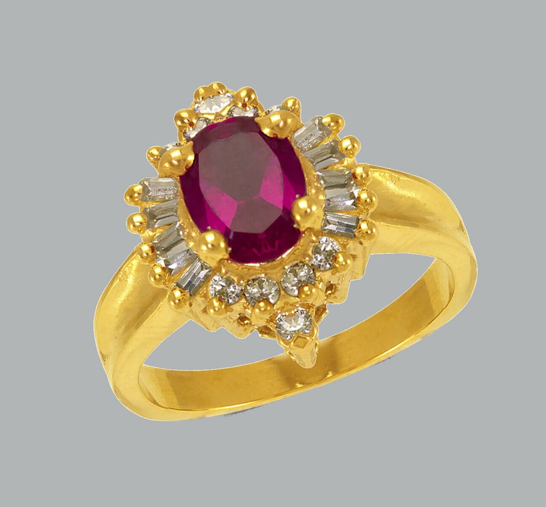 NEW 14K YELLOW GOLD LADIES FANCY CZ RING (1 of 1)