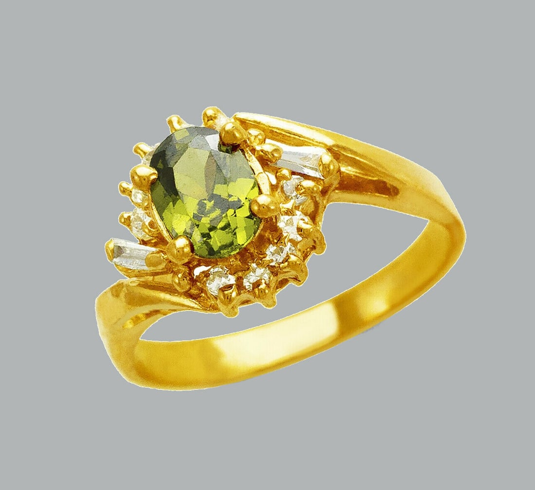 NEW 14K YELLOW GOLD LADIES FANCY CZ RING (1 of 1)