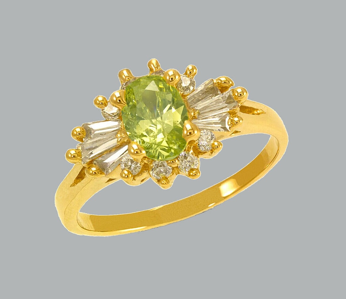 NEW 14K YELLOW GOLD LADIES FANCY CZ RING (1 of 1)