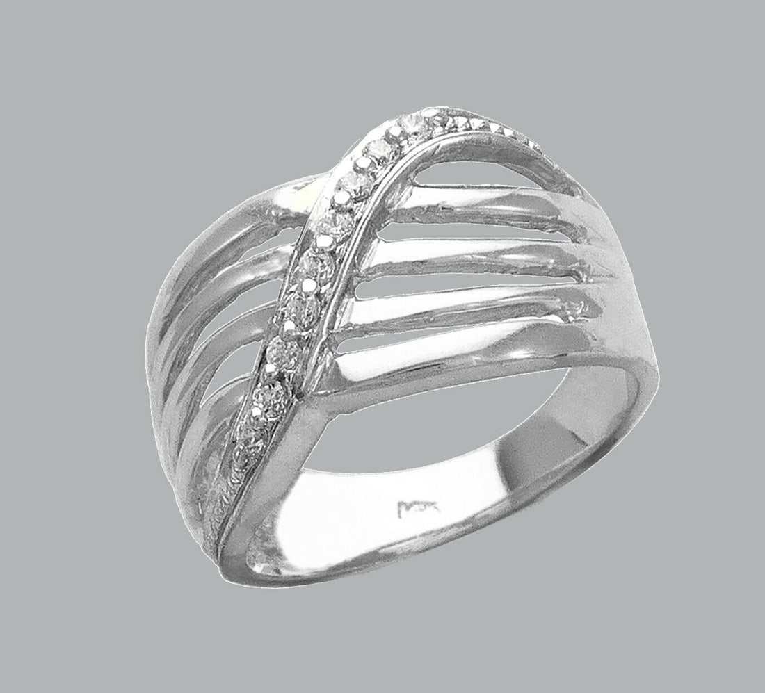 NEW 14K WHITE GOLD LADIES FANCY CZ RING (1 of 1)