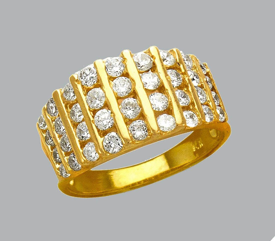 NEW 14K YELLOW GOLD LADIES FANCY CZ COCKTAIL RING (1 of 1)