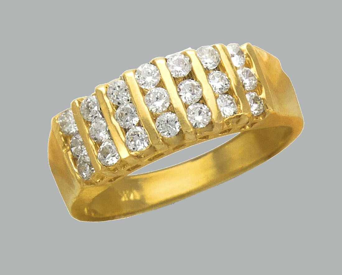 NEW 14K YELLOW GOLD LADIES FANCY CZ COCKTAIL RING (1 of 1)