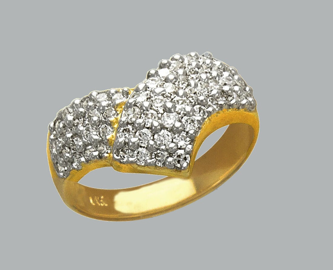 NEW 14K TWO TONE GOLD LADIES FANCY CZ COCKTAIL RING (1 of 1)