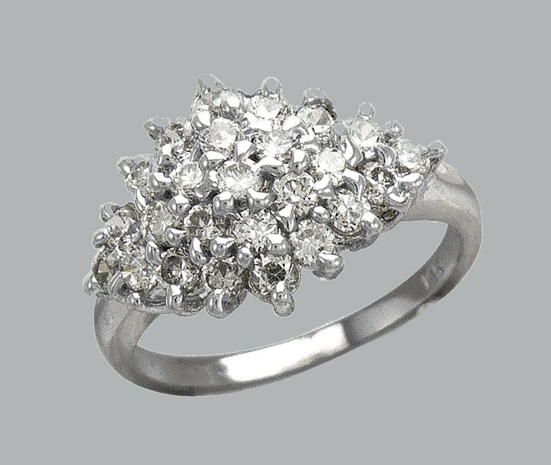 NEW 14K WHITE GOLD LADIES FANCY CZ RING (1 of 1)