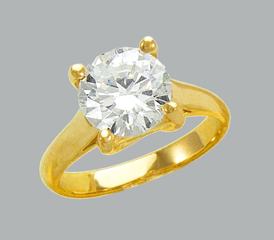 NEW 14K YELLOW GOLD LADIES FANCY CZ SOLITAIRE RING (1 of 1)