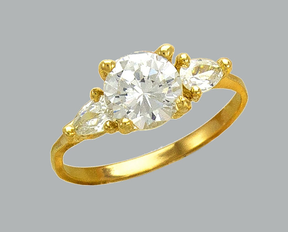 NEW 14K YELLOW GOLD LADIES FANCY CZ SOLITAIRE RING (1 of 1)