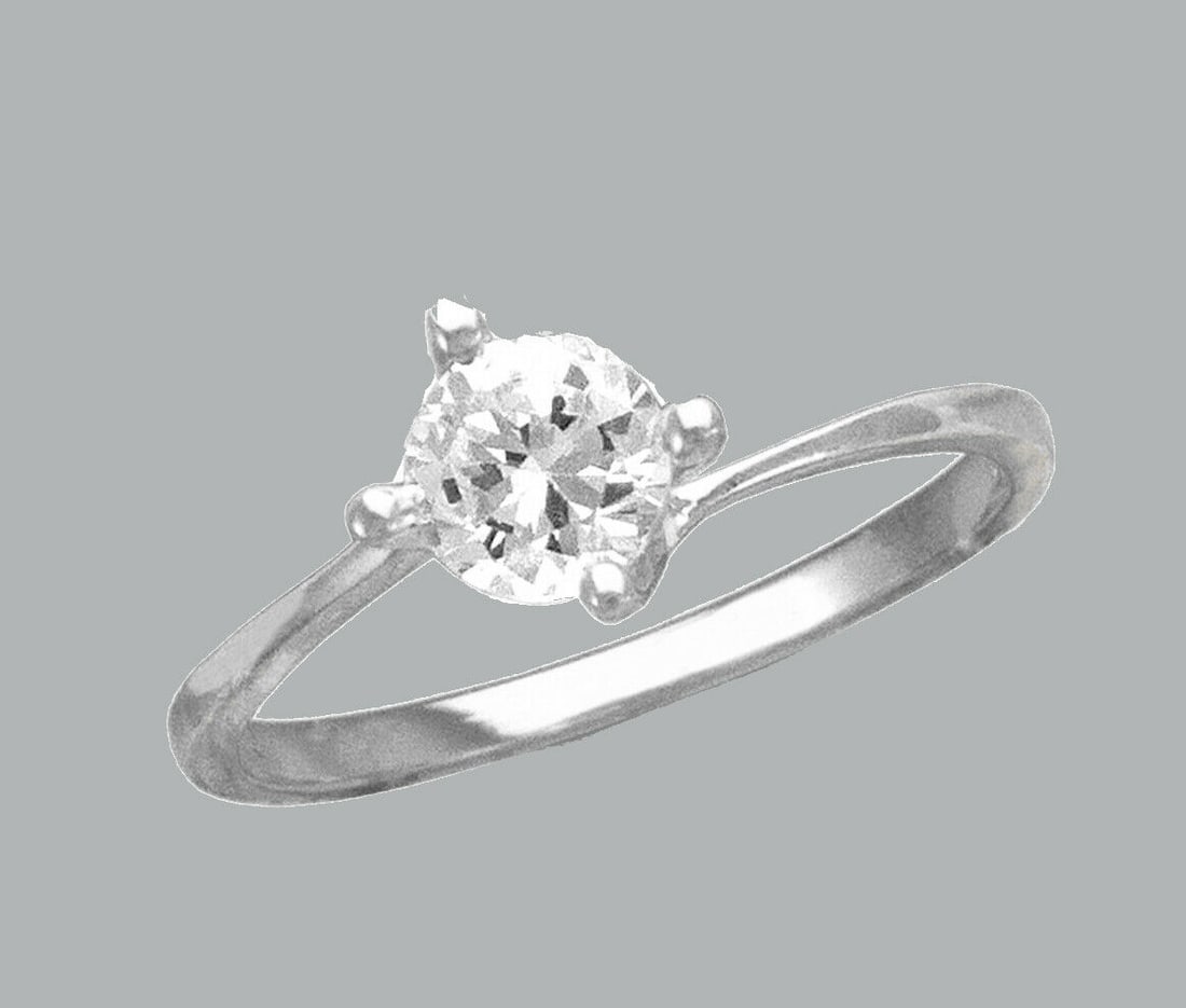 NEW 14K WHITE GOLD LADIES FANCY CZ SOLITAIRE RING (1 of 1)