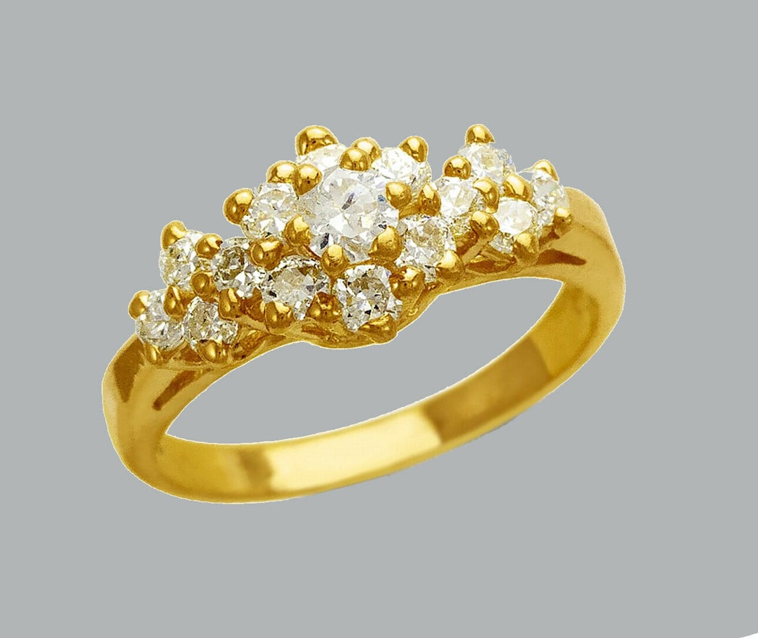 NEW 14K YELLOW GOLD LADIES FANCY CZ RING (1 of 1)