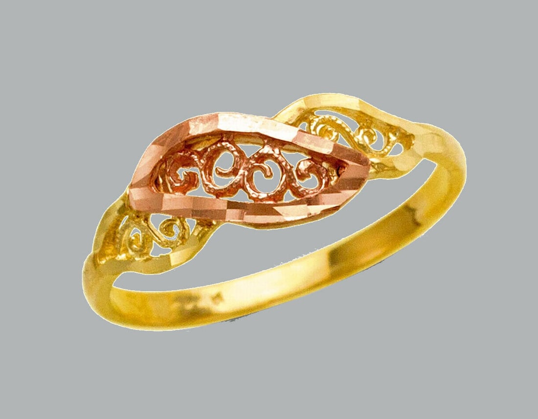 NEW 14K TWO TONE GOLD LADIES FANCY RING (1 of 1)