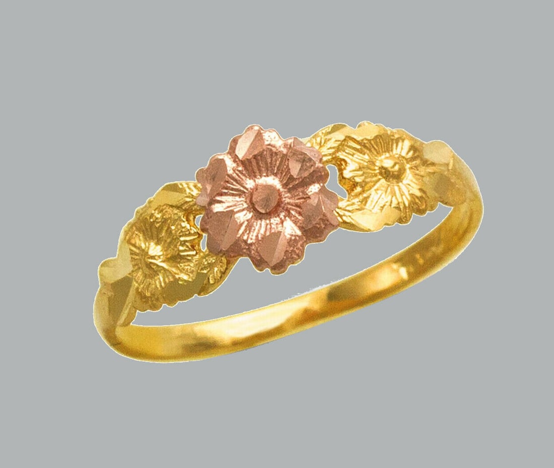 NEW 14K TWO TONE GOLD LADIES FANCY RING FLOWER (1 of 1)