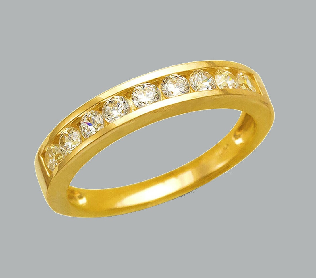 14K YELLOW GOLD LADIES FANCY CZ RING BAND CHANNEL SET (1 of 1)