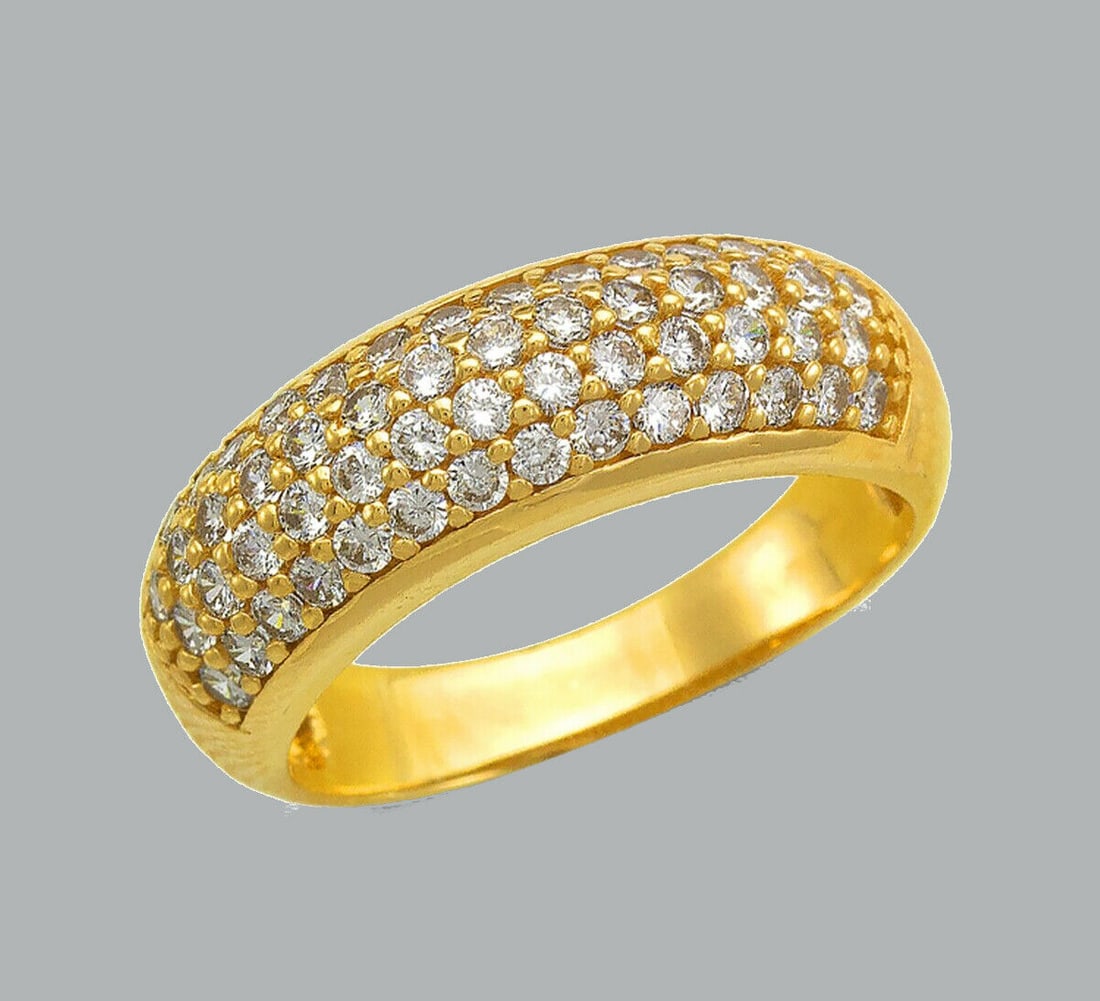 NEW 14K YELLOW GOLD LADIES FANCY CZ RING BAND PAVE 7mm (1 of 1)