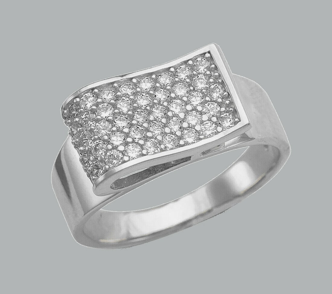 NEW 14K WHITE GOLD LADIES FANCY CZ RING PAVE SET (1 of 1)
