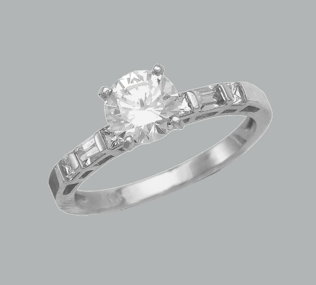 NEW 14K WHITE GOLD LADIES FANCY ENGAGEMENT RING (1 of 1)