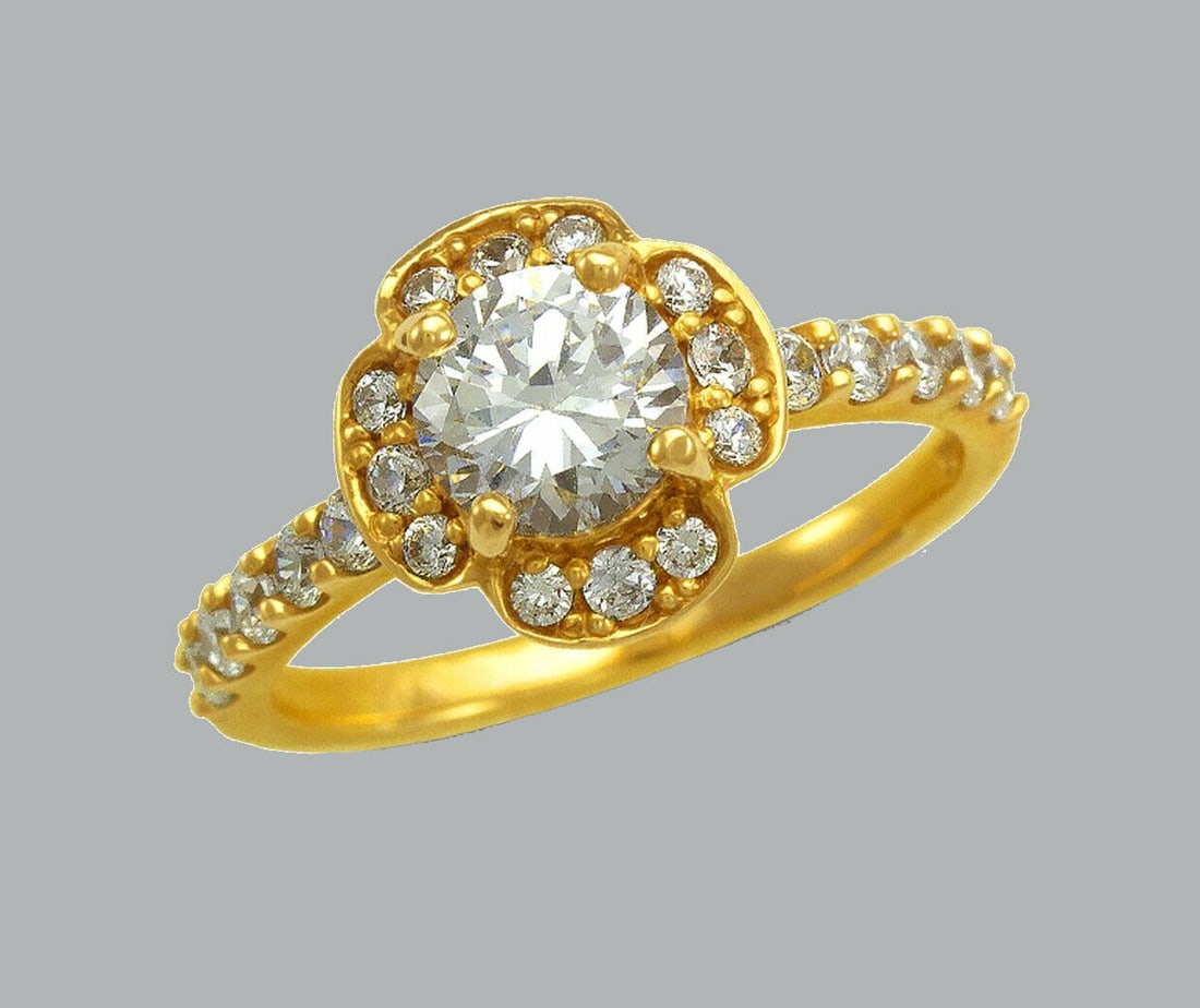 NEW 14K YELLOW GOLD LADIES FANCY ENGAGEMENT RING (1 of 1)