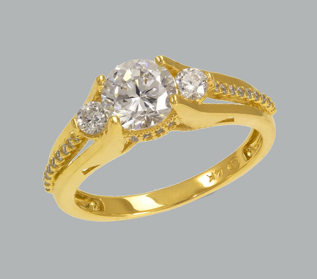 NEW 14K YELLOW GOLD LADIES FANCY ENGAGEMENT RING (1 of 1)